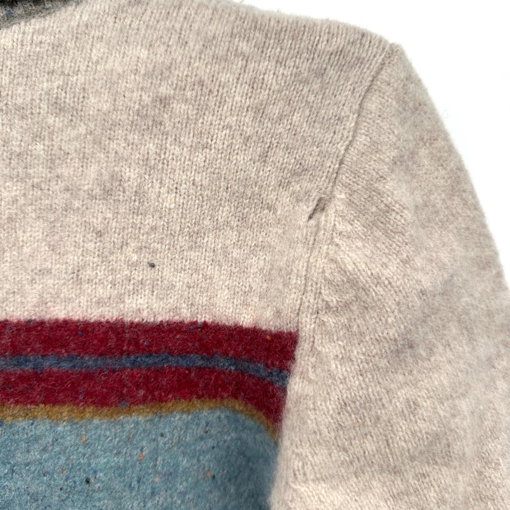 Pendleton Womens Lambswool Blend Striped Turtleneck Sweater Grey Beige Small - Picture 9 of 12